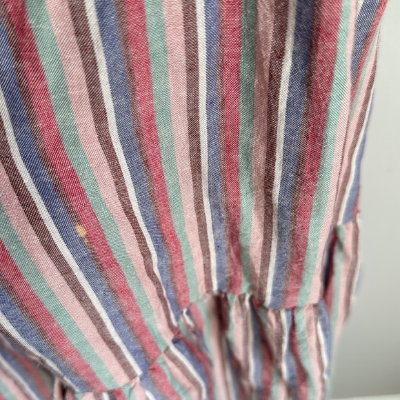 Marine Layer Ivy Smocked Linen Blend Striped Maxi Dress in Brick XS - Picture 14 of 14